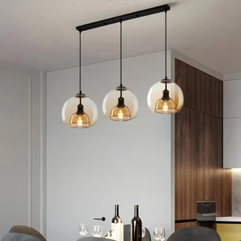 Подвесной светильник из светодиодного потолка в стиле модерн из серого стекла, гостиная, столовая, кухня, спальня, столовая, подвесной светильник