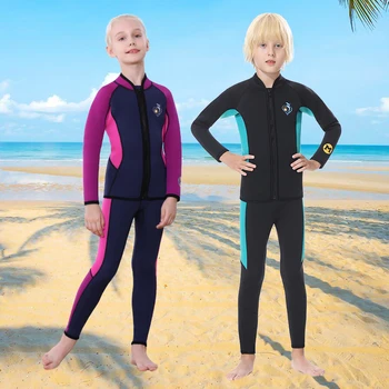 Подводный гидрокостюм Детский 3 мм Неопреновый полный гидрокостюм для девочек и мальчиков Водолазный костюм для серфинга с аквалангом и фридайвингом Толстый купальник из двух частей