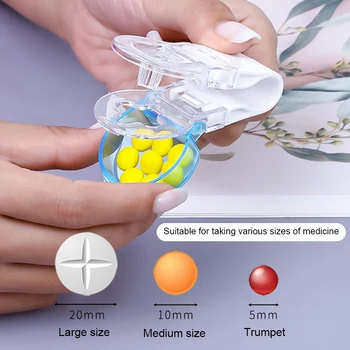 Портативное устройство для приема таблеток Ящик для хранения лекарств от загрязнения Бесконтактная дробилка таблеток Органайзер для лекарств для пожилых людей