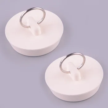 Пробка для раковины из 2 предметов с подвесным кольцом, подходит для сливного отверстия диаметром 41,5-45 мм, Белая резина
