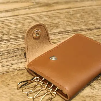 Ретро-сумка для ключей из искусственной кожи Для мужчин и женщин, Органайзер с несколькими крючками, домашний автомобильный кошелек для ключей, Мини-короткий складной кошелек для монет с пряжкой