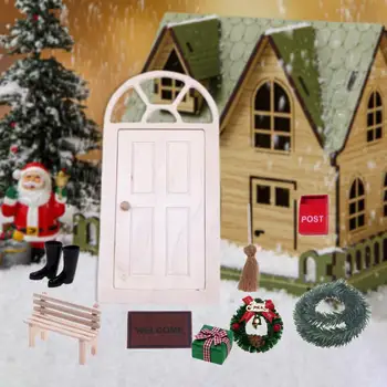 Рождественские украшения для кукольного домика, Миниатюрные Аксессуары для Рождественской деревни, Праздничные украшения для дверей Кукольного домика, волшебные на Рождество
