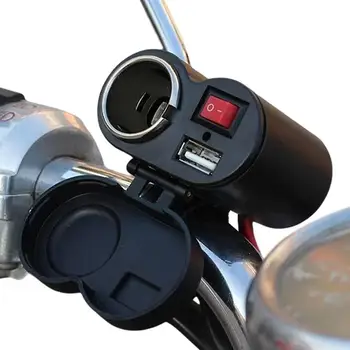 Розетка для зарядки мотоцикла, Водонепроницаемая розетка для зарядного устройства Mini USB с резиновой крышкой, световой индикатор, Розетка для защиты от перегрузки.