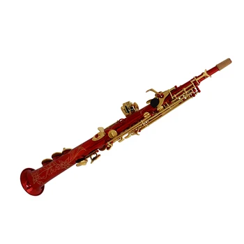 Саксофон Advanced Professional Soprano Bb Саксофон с красным лаком Саксофон с разъемным сопрано-Саксофон