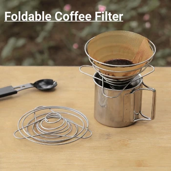 Складная чашка с кофейным фильтром, портативная мини-кофеварка для приготовления эспрессо из нержавеющей стали, капельница для кемпинга на открытом воздухе, прямая доставка