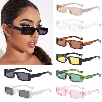 Солнцезащитные очки в стиле ретро для женщин, маленькие квадратные солнцезащитные очки, Модные прямоугольные солнцезащитные очки с защитой от ультрафиолета, Антибликовые очки
