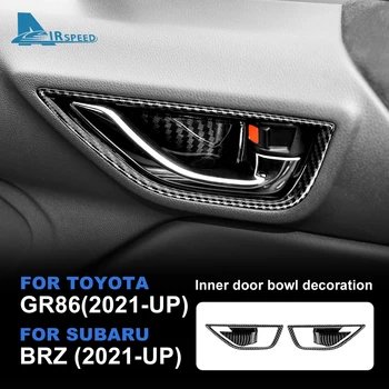 Стиль рисунка из углеродного волокна ABS для Subaru BRZ Toyota GR86 2021 2022 2023, Аксессуары для внутренней отделки чаши внутренней двери автомобиля
