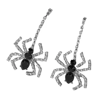 Украшения на Хэллоуин, черные кубические стразы, висячие серьги в виде пауков для женщин и девочек