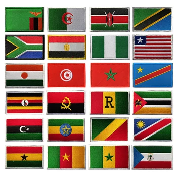 Флаги Африканских Стран Вышитая Нашивка Египет Марокко Намибия Гана Тактическая Военно-Моральная Аппликация Застежка Рюкзаки Эмблема