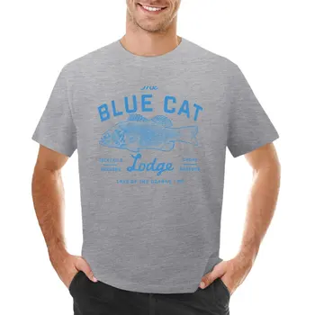 Футболка Blue Cat Lodge, винтажная блузка с графическим рисунком, мужские футболки с графическим рисунком, упаковка