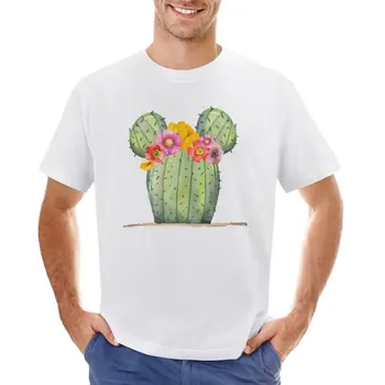 Футболка с мышиным кактусом и цветочной короной, футболки с аниме, футболки для любителей спорта, обычная мужская футболка с рисунком