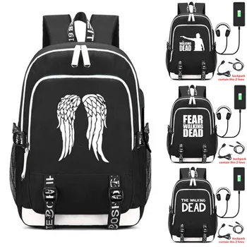 Ходячие мертвецы, рюкзак Смерти, сумка-рюкзак с модным USB-портом / интерфейсом для наушников, Студенческая книга, сумка для ноутбука