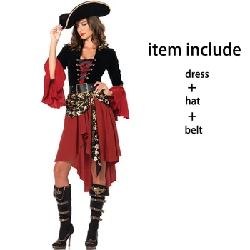 Хэллоуин, готический женский костюм Пиратки, роскошный женский костюм капитана Пиратов Карибского моря, маскарадный костюм для косплея