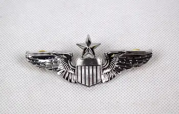 Эмблема старшего пилота ВВС США Металлическое крыло, эмблема отличия серебристого цвета