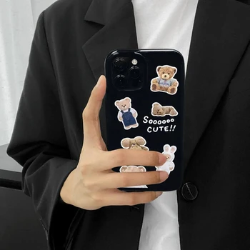 Япония и Южная Корея наклейка с милым медведем для чехла для мобильного телефона iphone13 iPhone 11 мягкий силиконовый защитный чехол 12promax xsmax